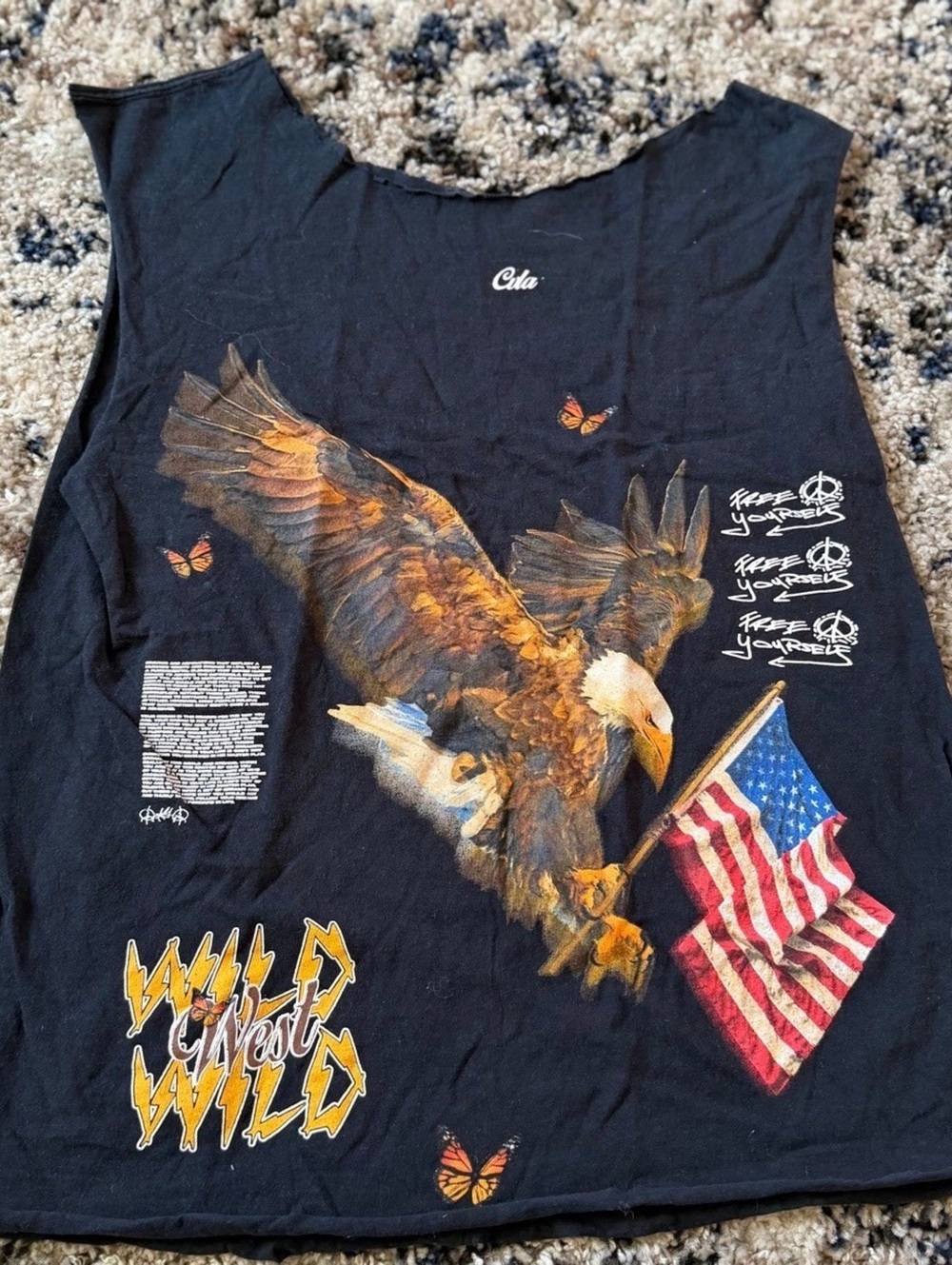Wild Child Eagle Flag Muscle Tank Tee Shirt